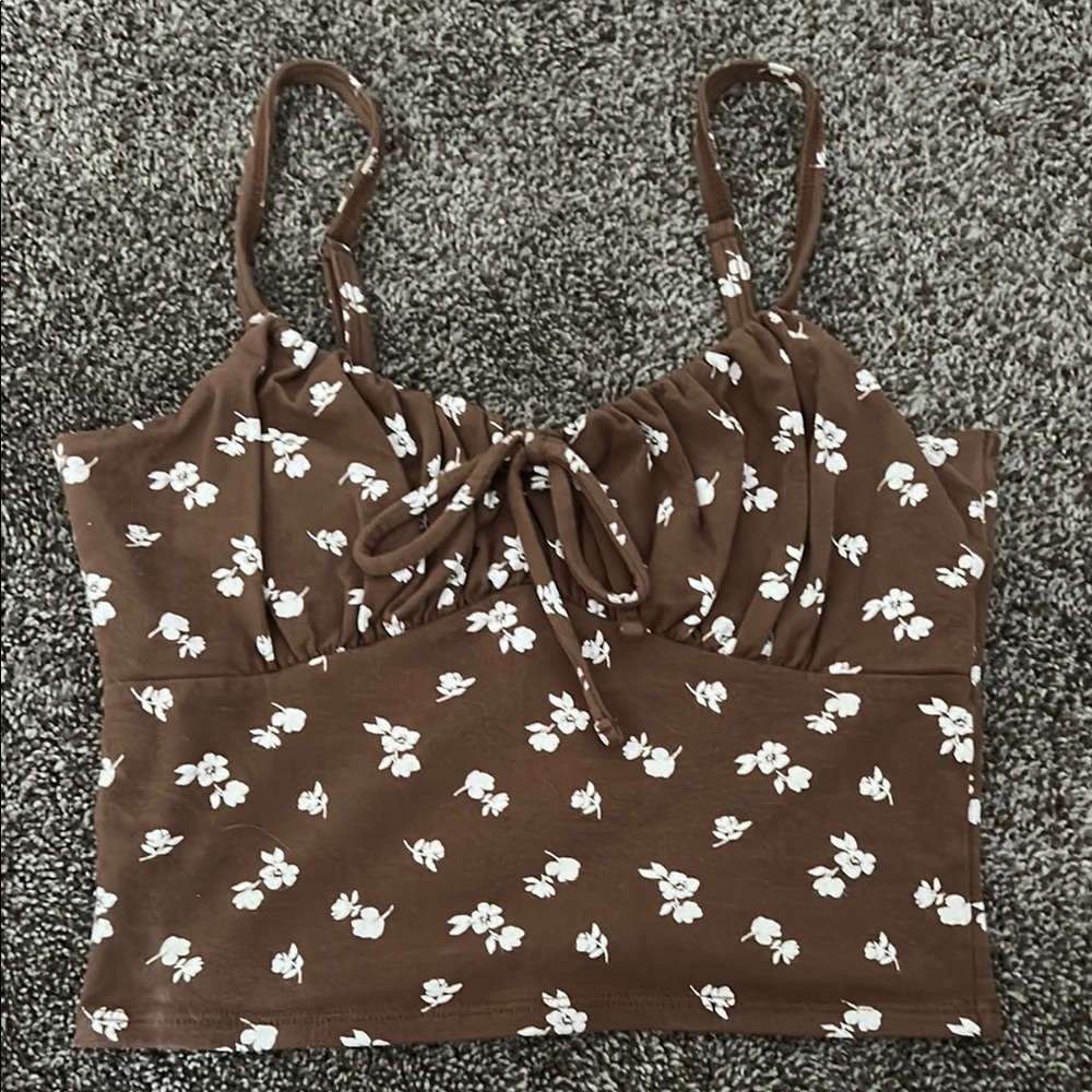 Hollister Floral Brown Women's Tank Top